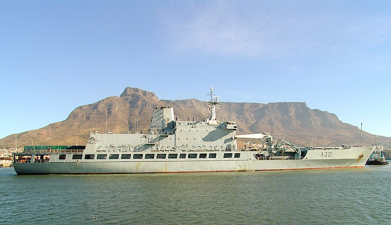 SAS Drakensberg with Table Mountain in the background